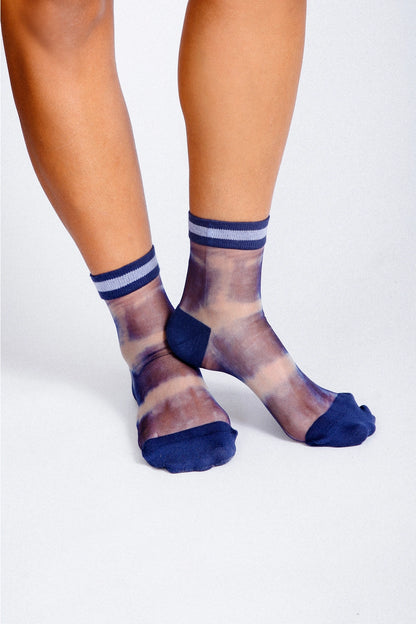 Sheer Shibori Tie Dye Ankle Socks