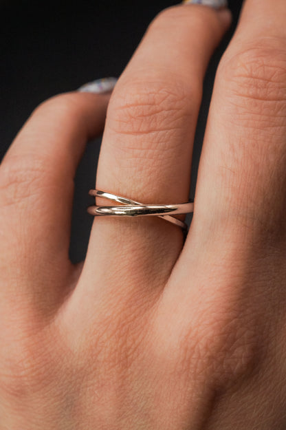 Asymmetrical Interlocking Ring, Sterling Silver