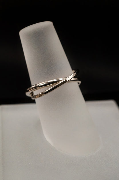 Asymmetrical Interlocking Ring, Sterling Silver