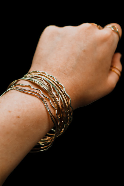 Squiggle Bangle Bracelet, Gold Fill, Rose Gold Fill or Sterling Silver