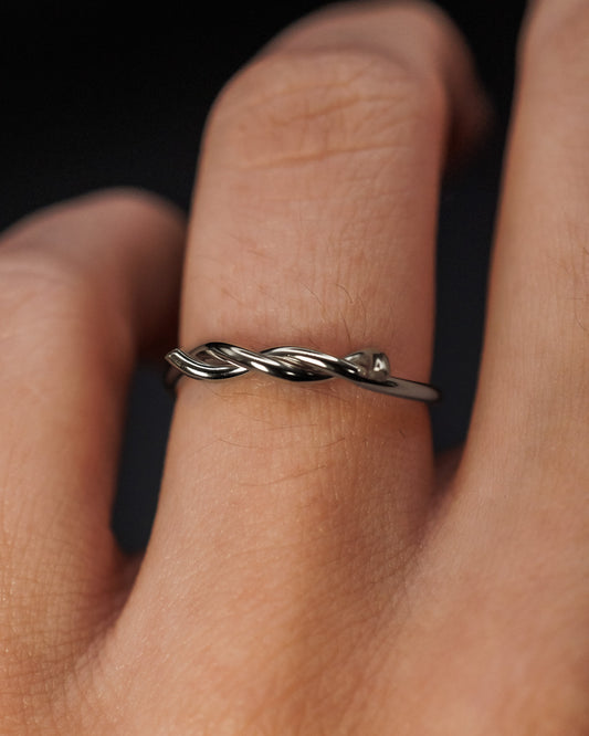 Barbed Wire Ring, Solid 14K White Gold