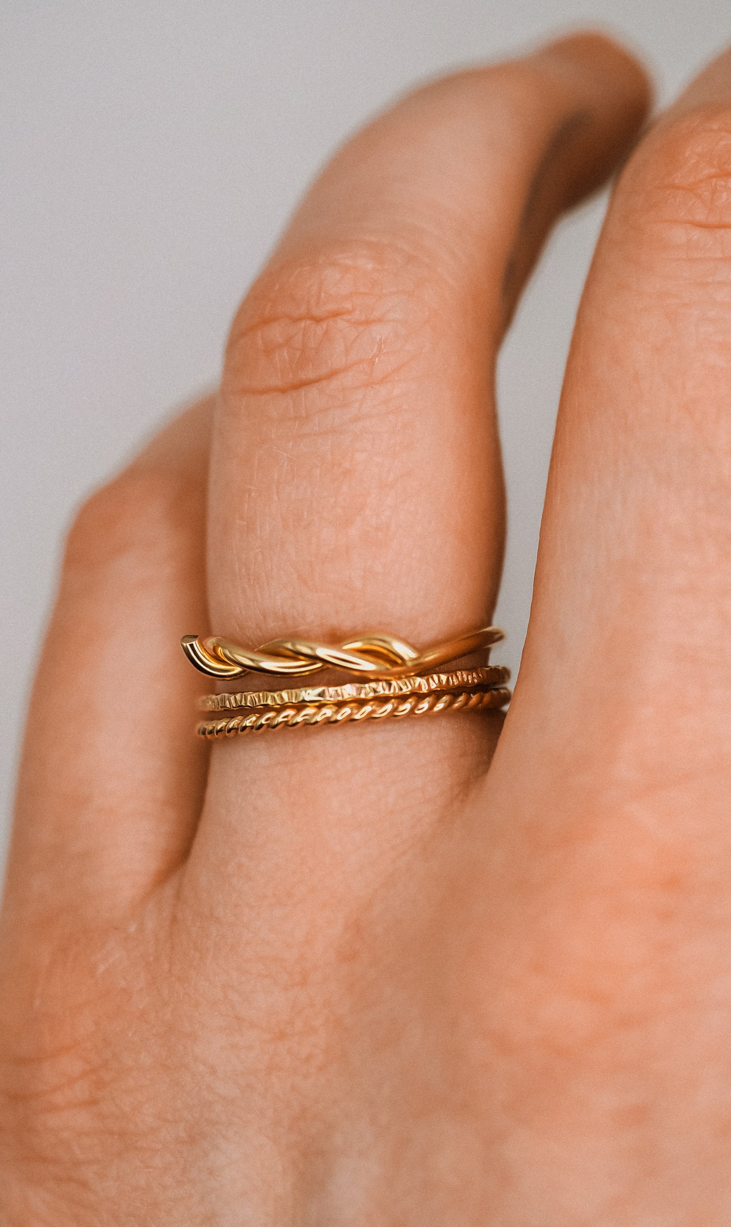 Barbed Wire Texture Set of 3 Rings, 14K Gold Fill