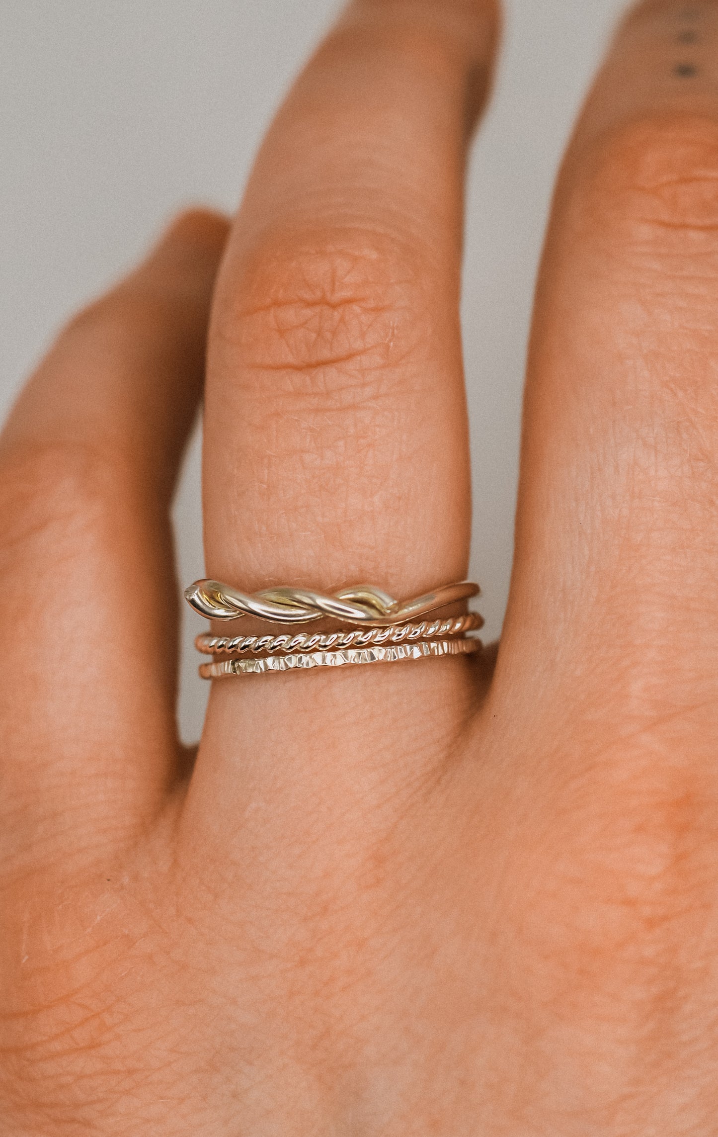 Barbed Wire Texture Set of 3 Rings, Sterling Silver