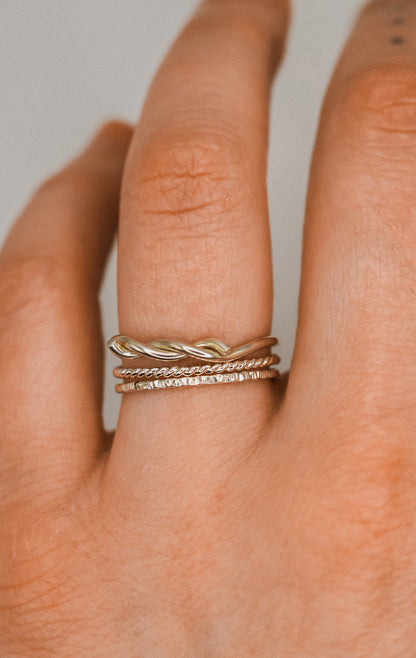 Barbed Wire Texture Set of 3 Rings, Sterling Silver