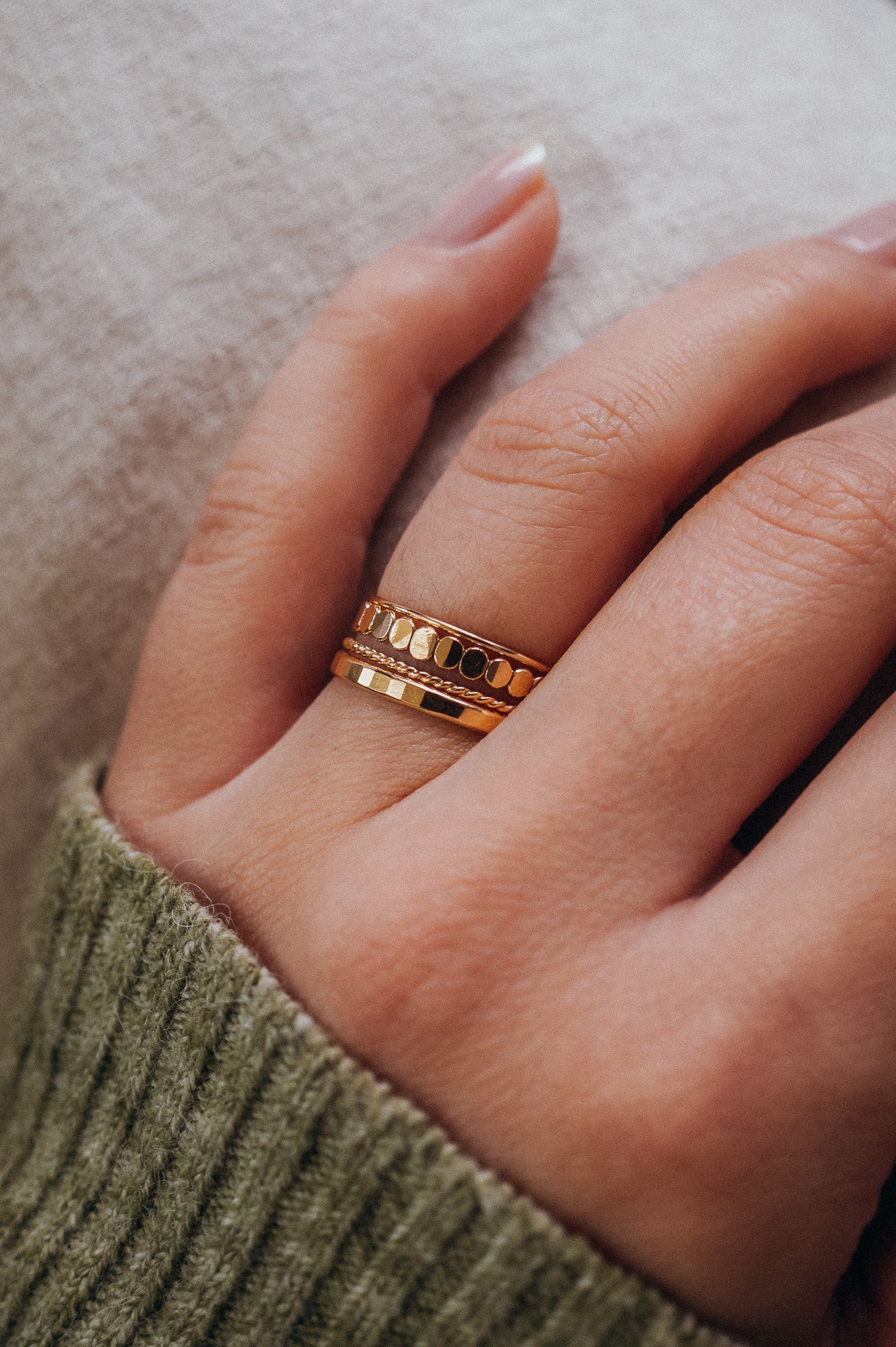 Bead & Twist Texture Set of 4 Stacking Rings, Gold Fill, Rose Gold Fill or Sterling Silver