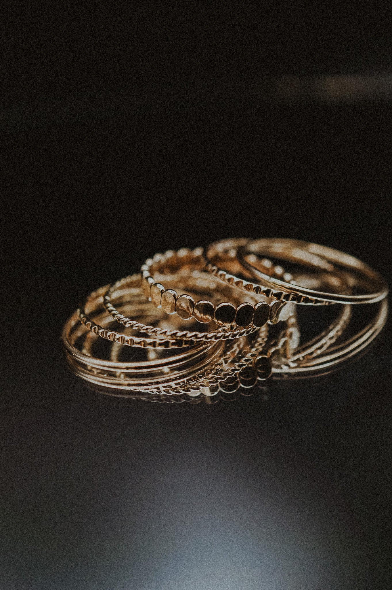Bead Textured Set of 6 Stacking Rings, Gold Fill, Rose Gold Fill or Sterling Silver