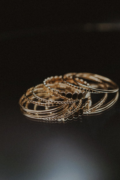 Bead Textured Set of 6 Stacking Rings, Gold Fill, Rose Gold Fill or Sterling Silver