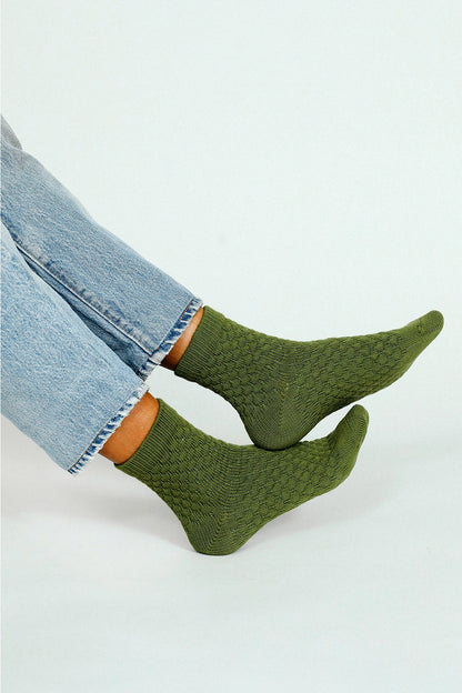 Green Knit Ankle Socks