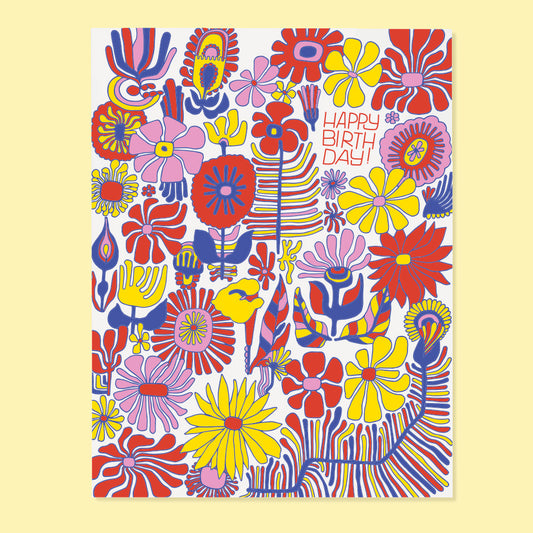 Trippy Floral Birthday Card