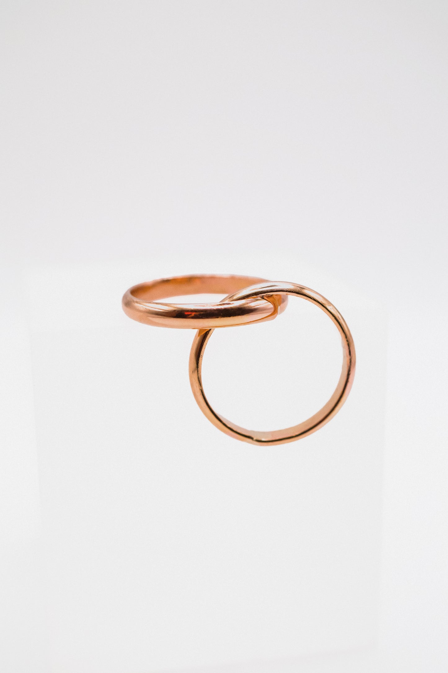 Chunky Interlocking Ring Set of 2, 14K Rose Gold Fill