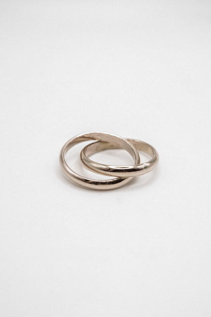 Chunky Interlocking Ring Set of 2, Sterling Silver