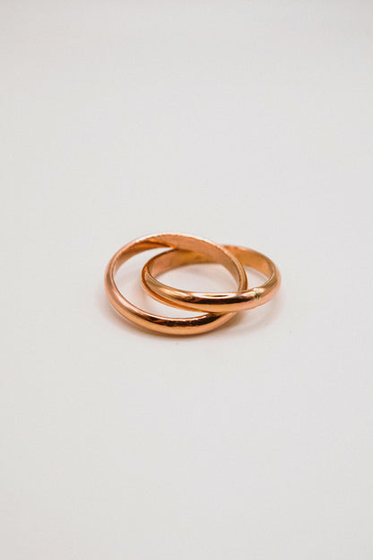 Chunky Interlocking Ring Set of 2, 14K Rose Gold Fill