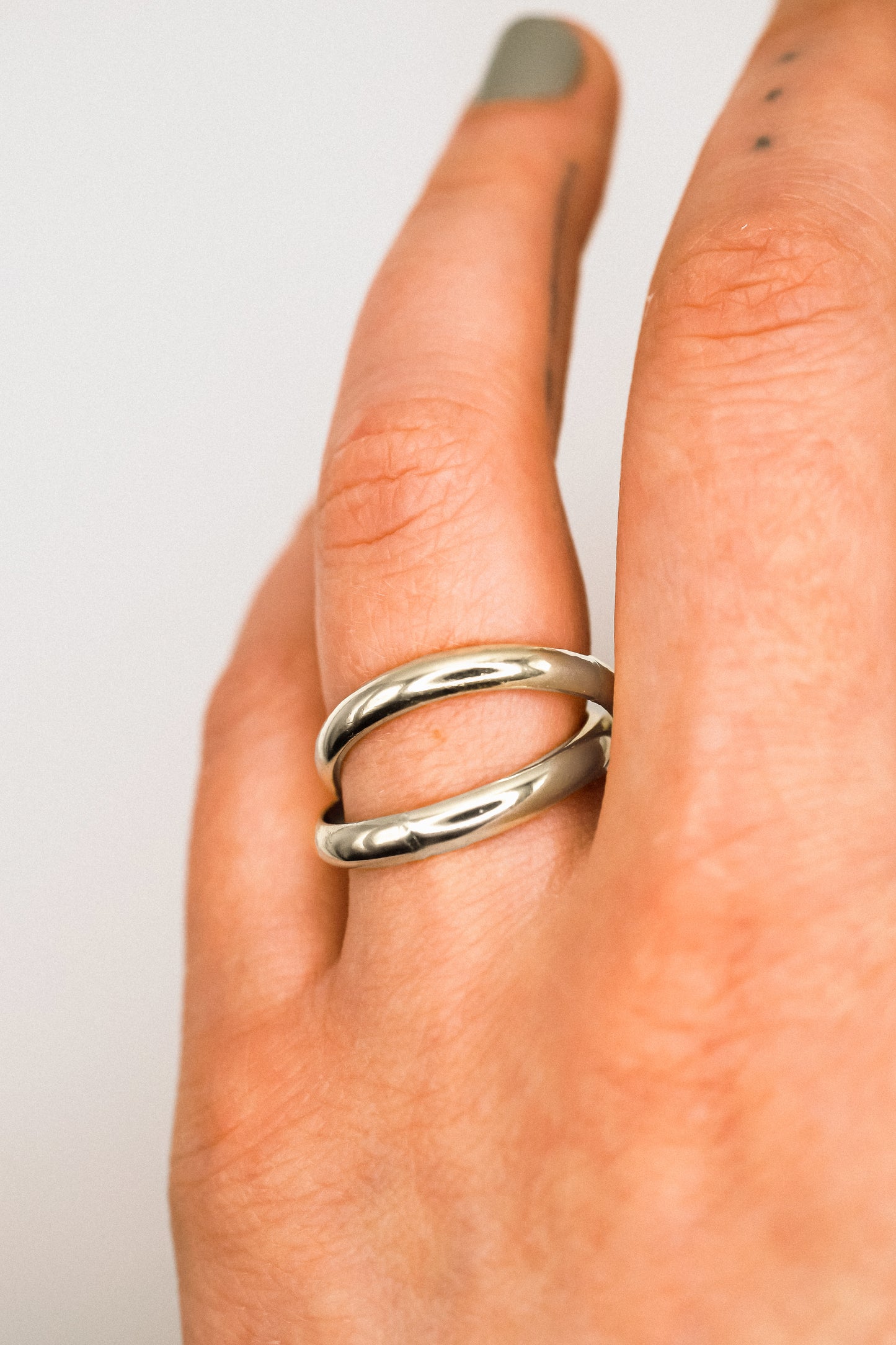 Chunky Interlocking Ring Set of 2, Sterling Silver