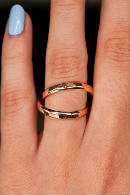 Chunky Interlocking Ring Set of 2, 14K Rose Gold Fill