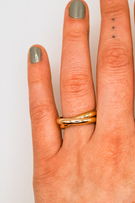 Chunky Interlocking Ring Set of 2, 14K Gold Fill
