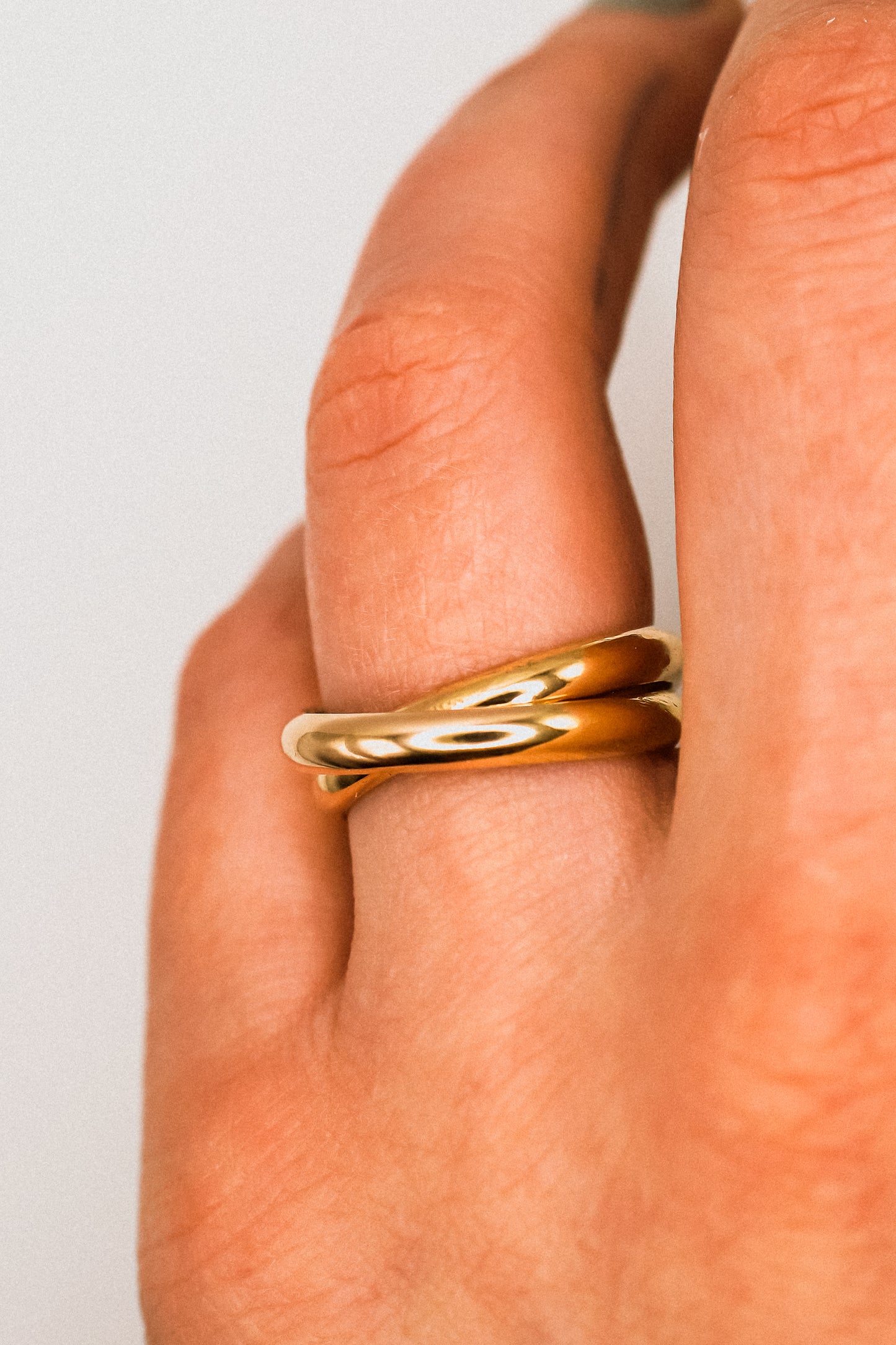 Chunky Interlocking Ring Set of 2, 14K Gold Fill