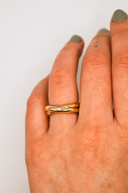 Chunky Interlocking Ring Set of 2, 14K Gold Fill