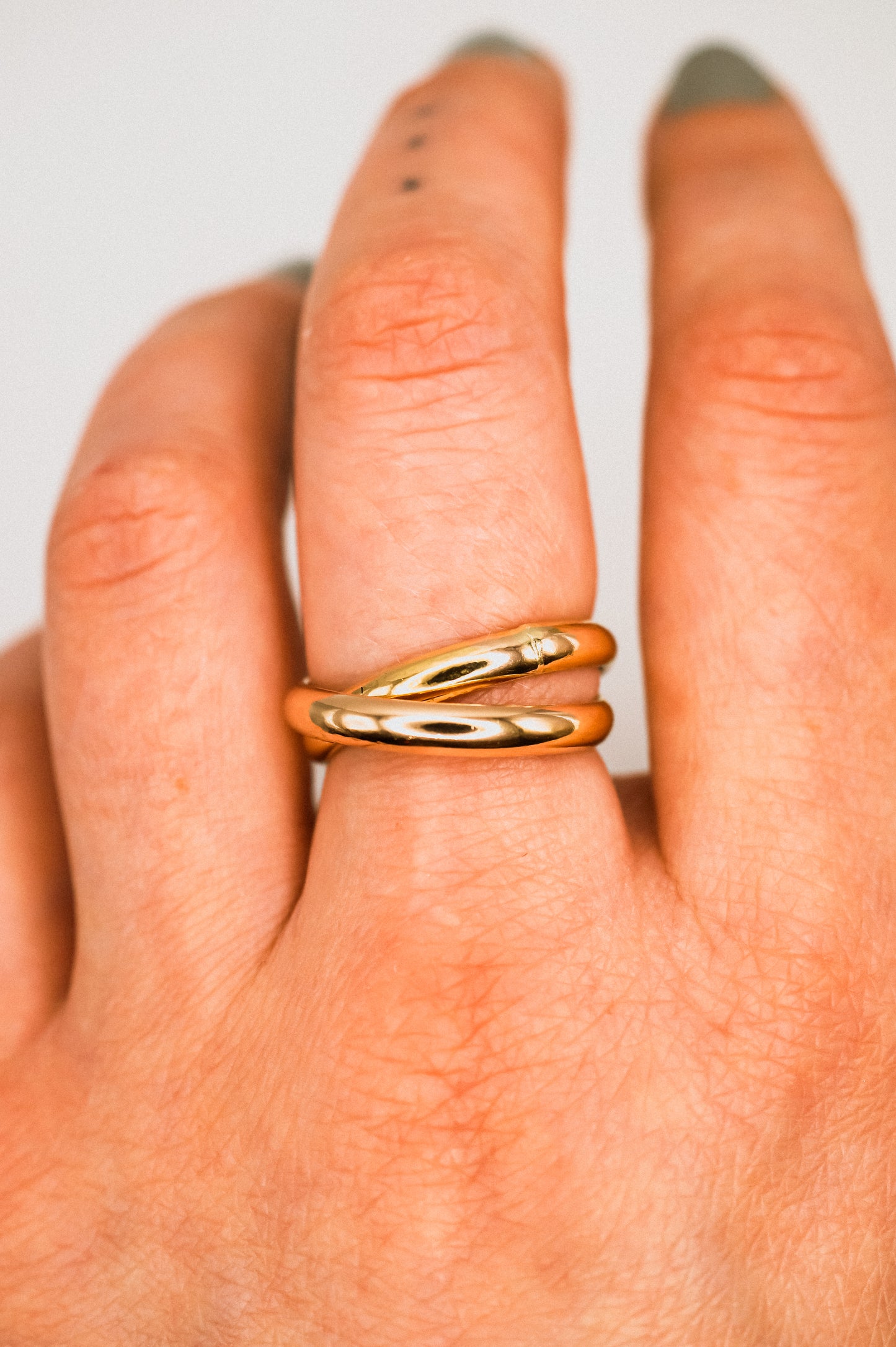 Chunky Interlocking Ring Set of 2, 14K Gold Fill