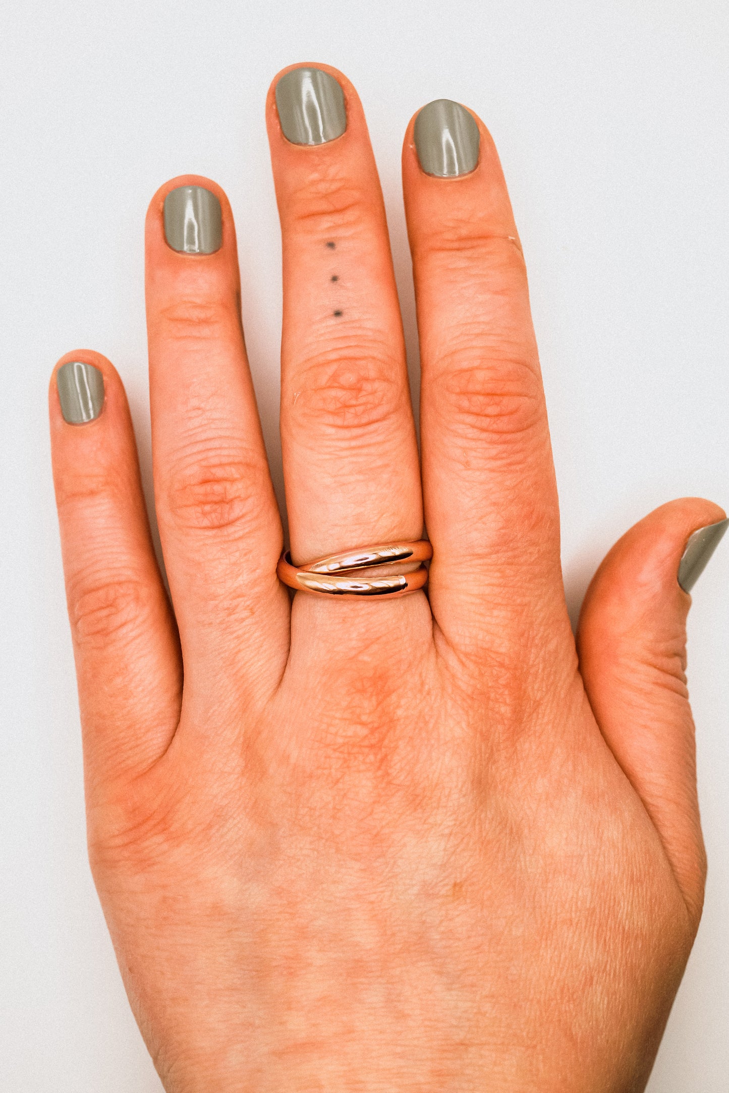 Chunky Interlocking Ring Set of 2, 14K Rose Gold Fill