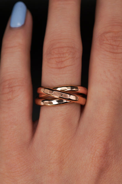 Chunky Interlocking Ring, 14K Rose Gold Fill