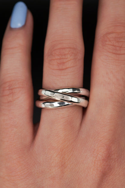 Chunky Interlocking Ring, Sterling Silver