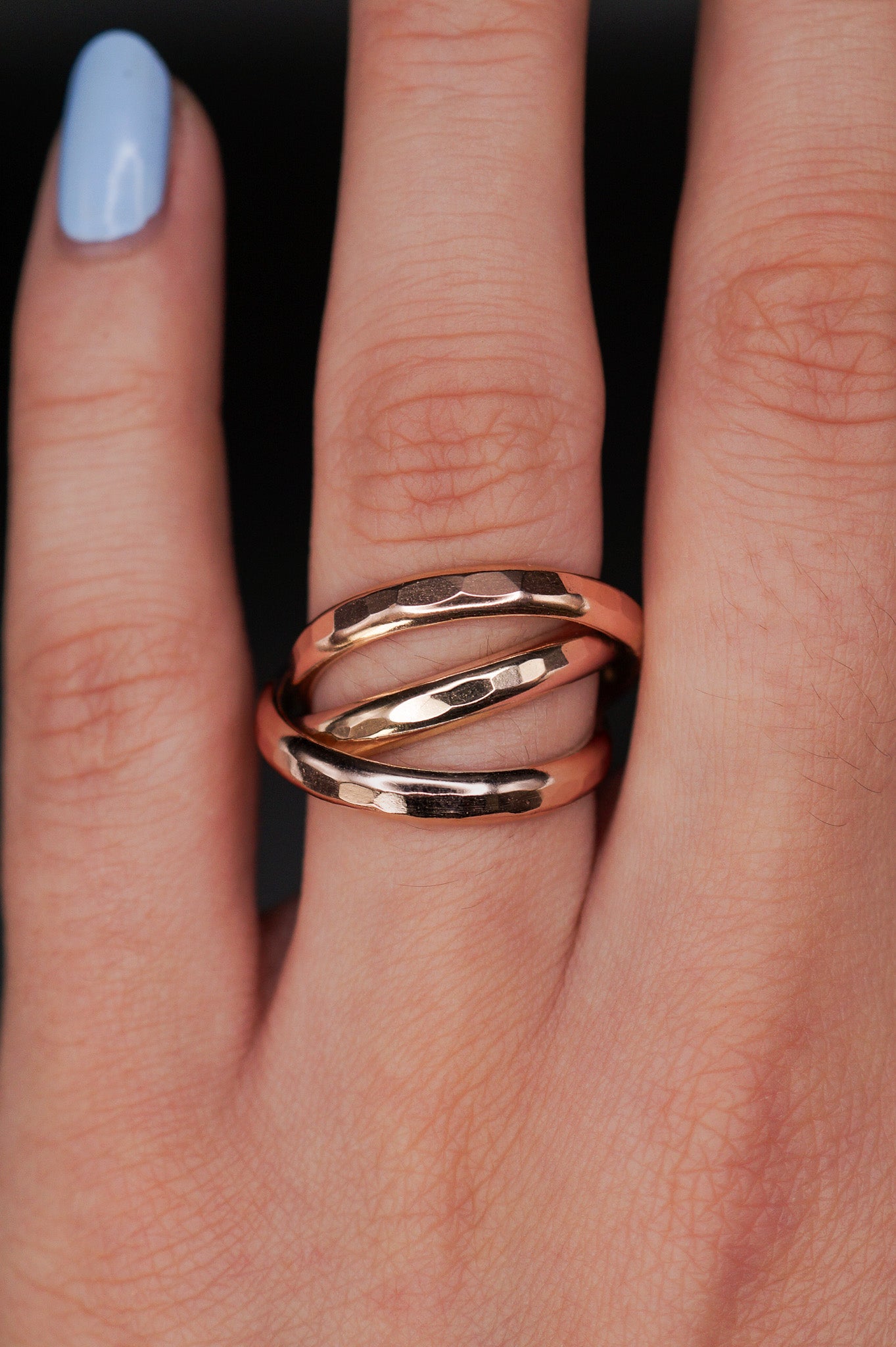 Chunky Interlocking Ring, 14K Rose Gold Fill