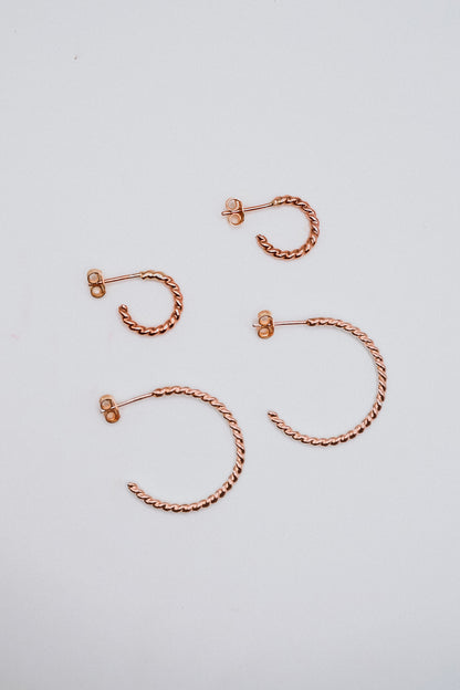 Chunky Twist Hoops in 14K Gold Fill, Rose Gold Fill or Sterling Silver