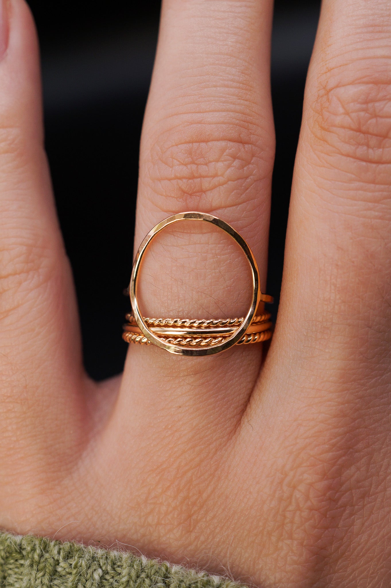 Circle Set of 4 Stacking Rings, Gold Fill, Rose Gold Fill or Sterling Silver