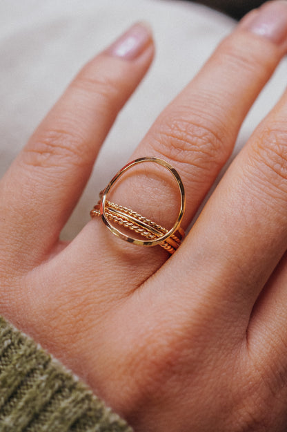 Circle Set of 4 Stacking Rings, Gold Fill, Rose Gold Fill or Sterling Silver