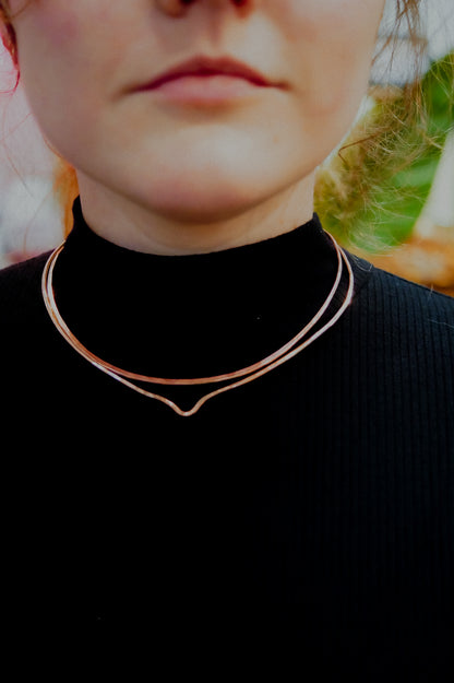 Hammered Collar Necklace, Gold Fill, Rose Gold Fill, or Sterling Silver
