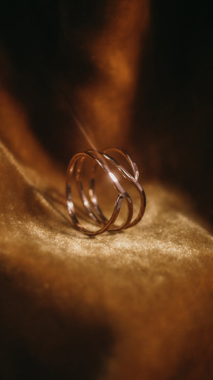 Small Curved Wraparound Ring, 14K Rose Gold Fill