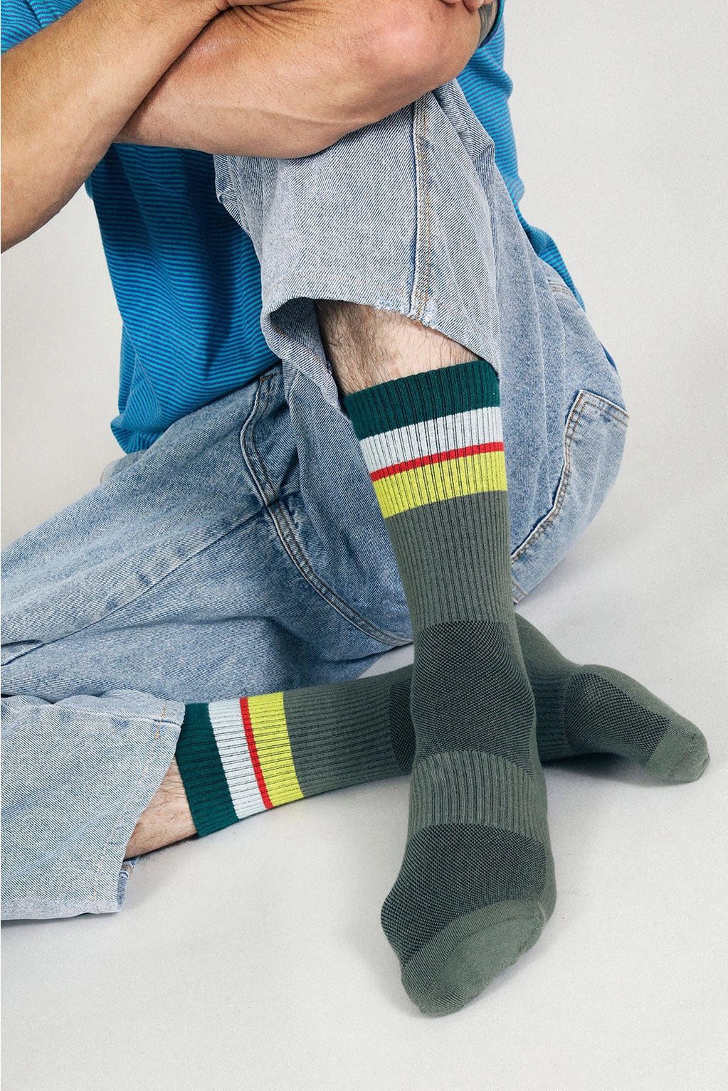 Men's Color Contrast Crew Socks