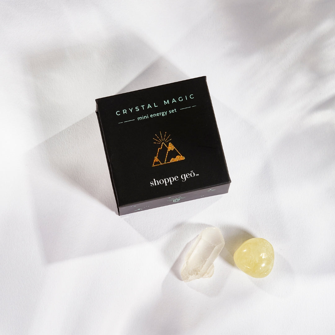 Abundance + Strength Mini Quartz and Citrine Crystal Set