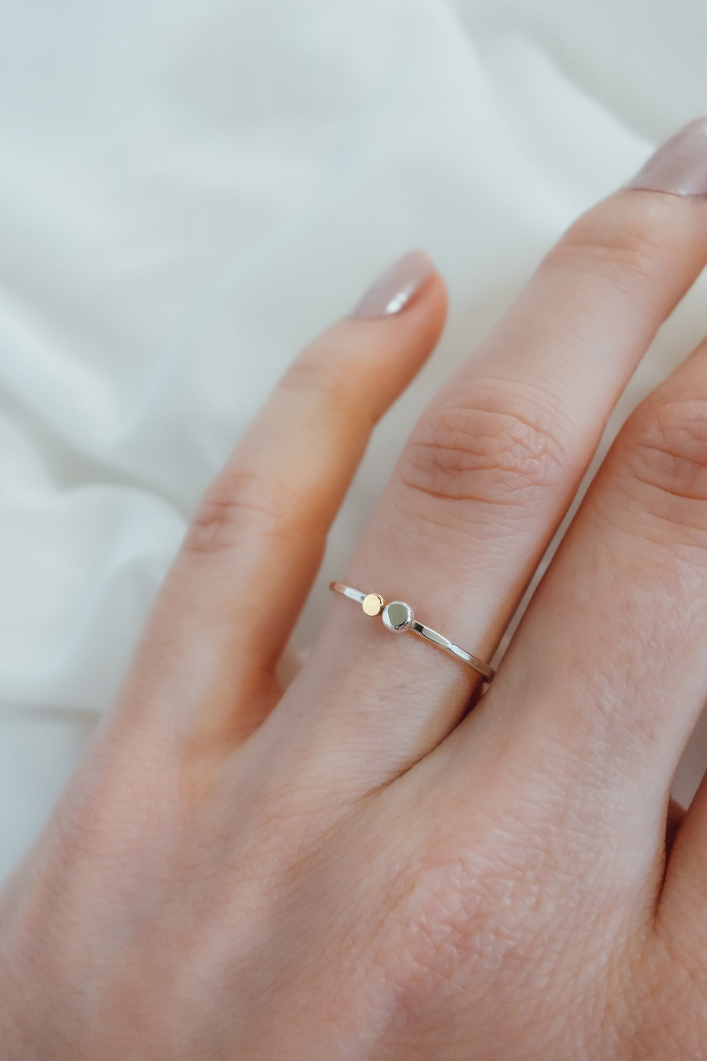 Double Pebble Ring, Gold + Silver