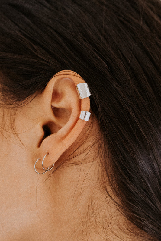 Double Shield Ear Cuff Set of 2, Sterling Silver