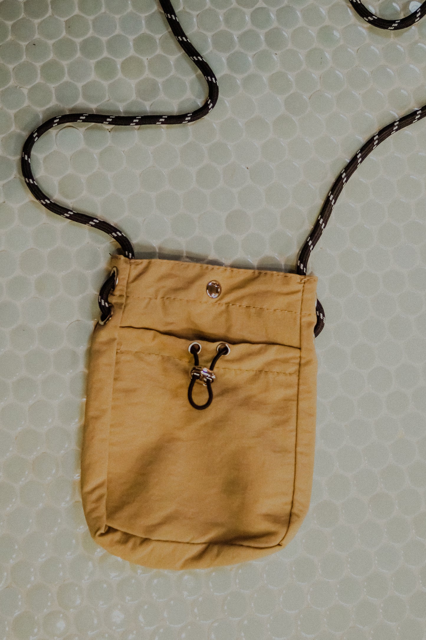 Tan Small Drawstring Bag