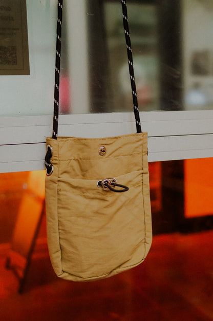 Tan Small Drawstring Bag