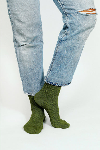 Green Knit Ankle Socks