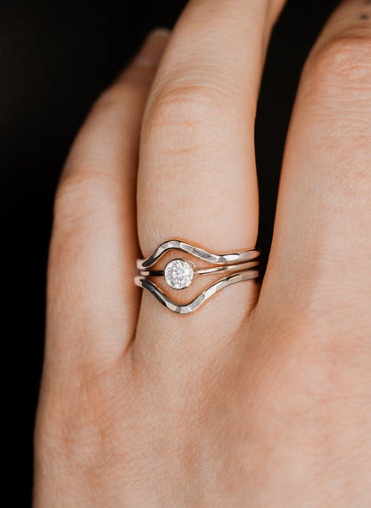 Teardrop Set of 2 Stacking Rings in Gold, Rose Gold or Silver