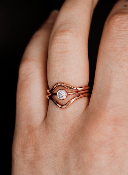 Teardrop Set of 2 Stacking Rings in Gold, Rose Gold or Silver