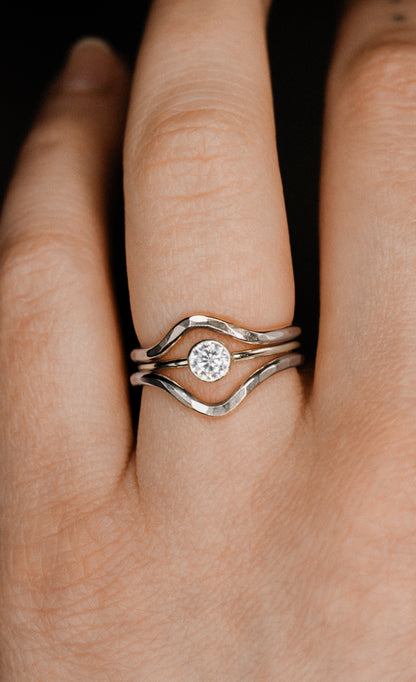 Teardrop Set of 2 Stacking Rings in Gold, Rose Gold or Silver