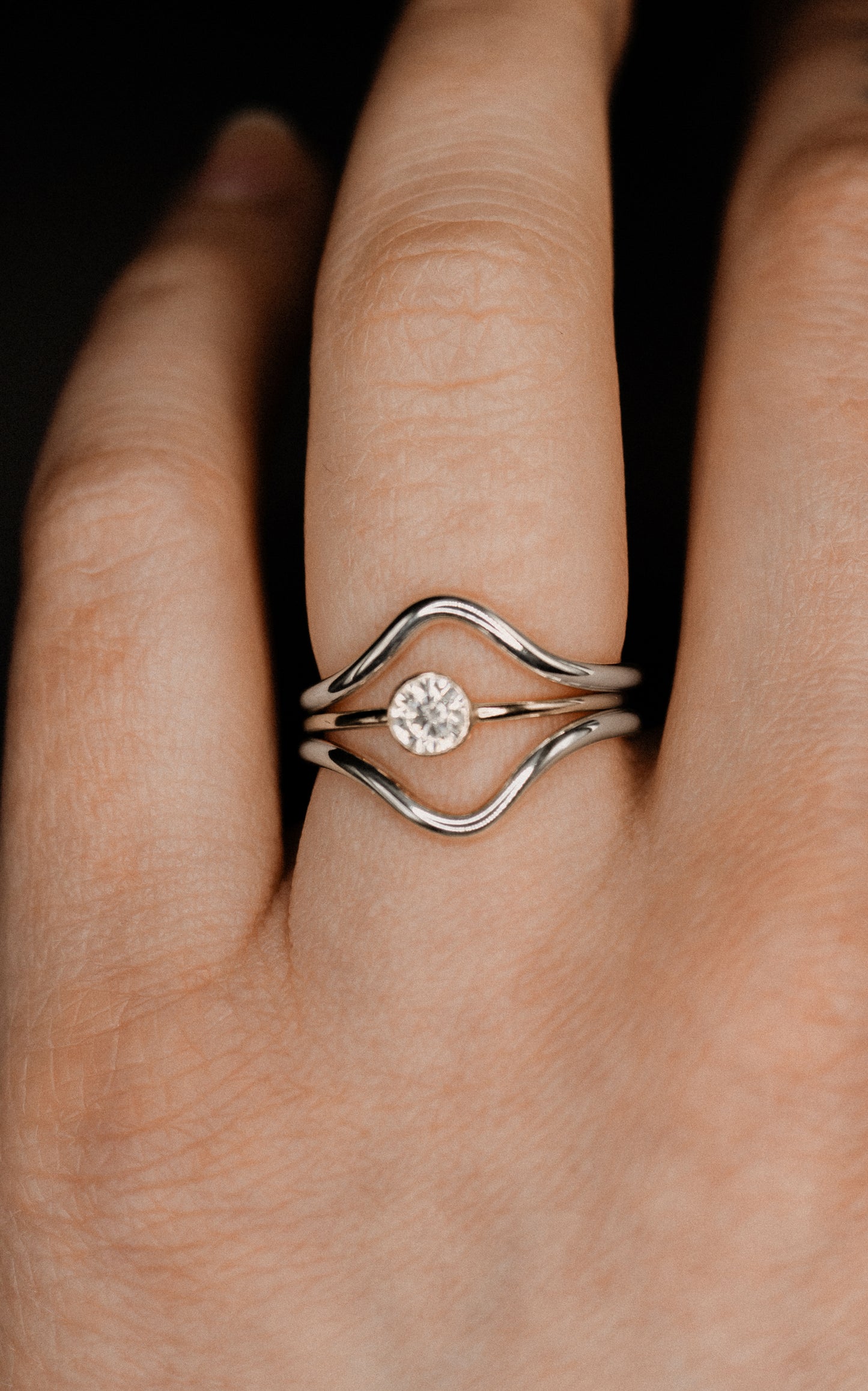 Teardrop Set of 2 Stacking Rings in Gold, Rose Gold or Silver