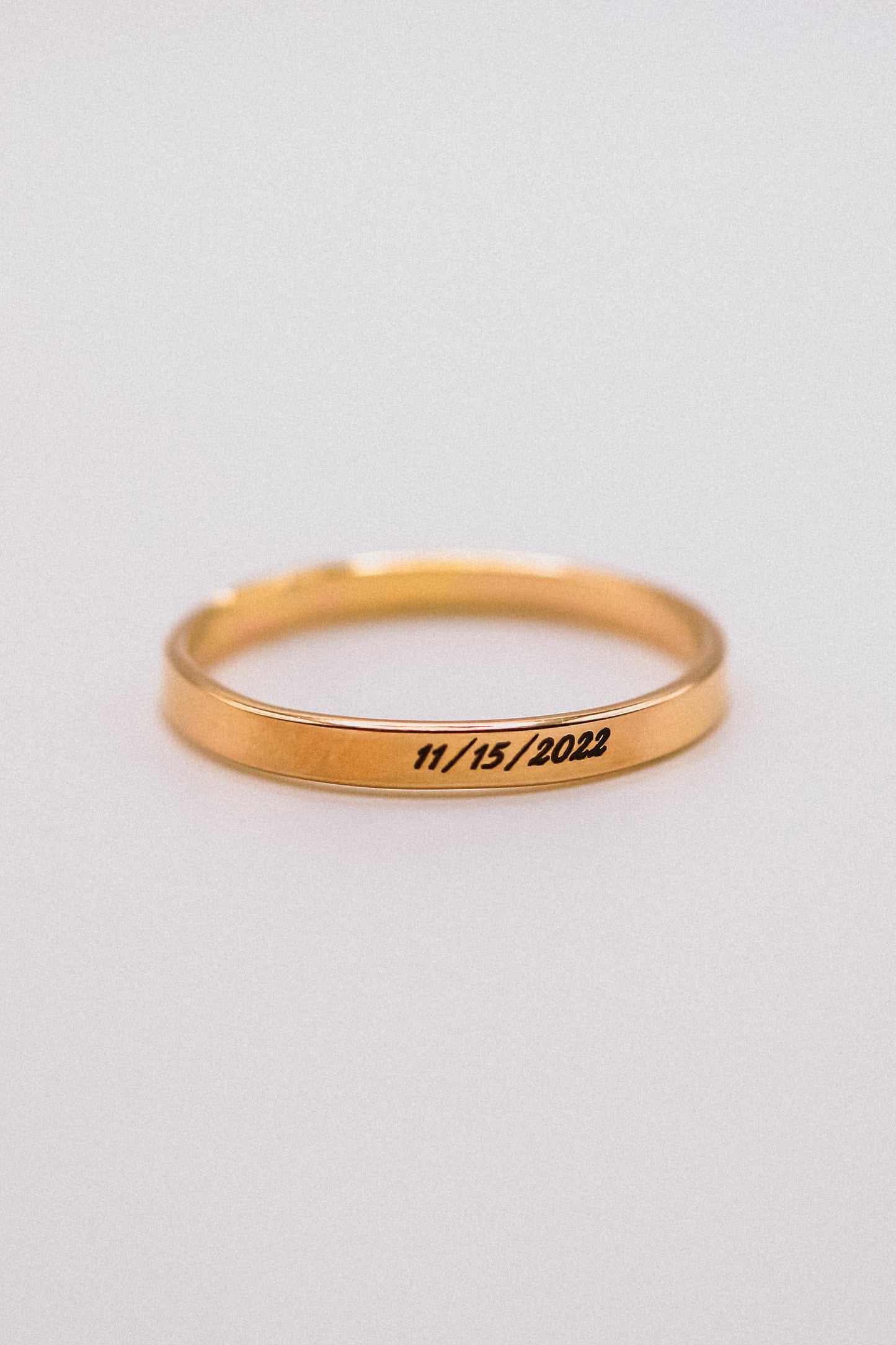 Custom Date Engraved Mirror Band, 14K Gold Fill, Rose Gold Fill or Sterling Silver