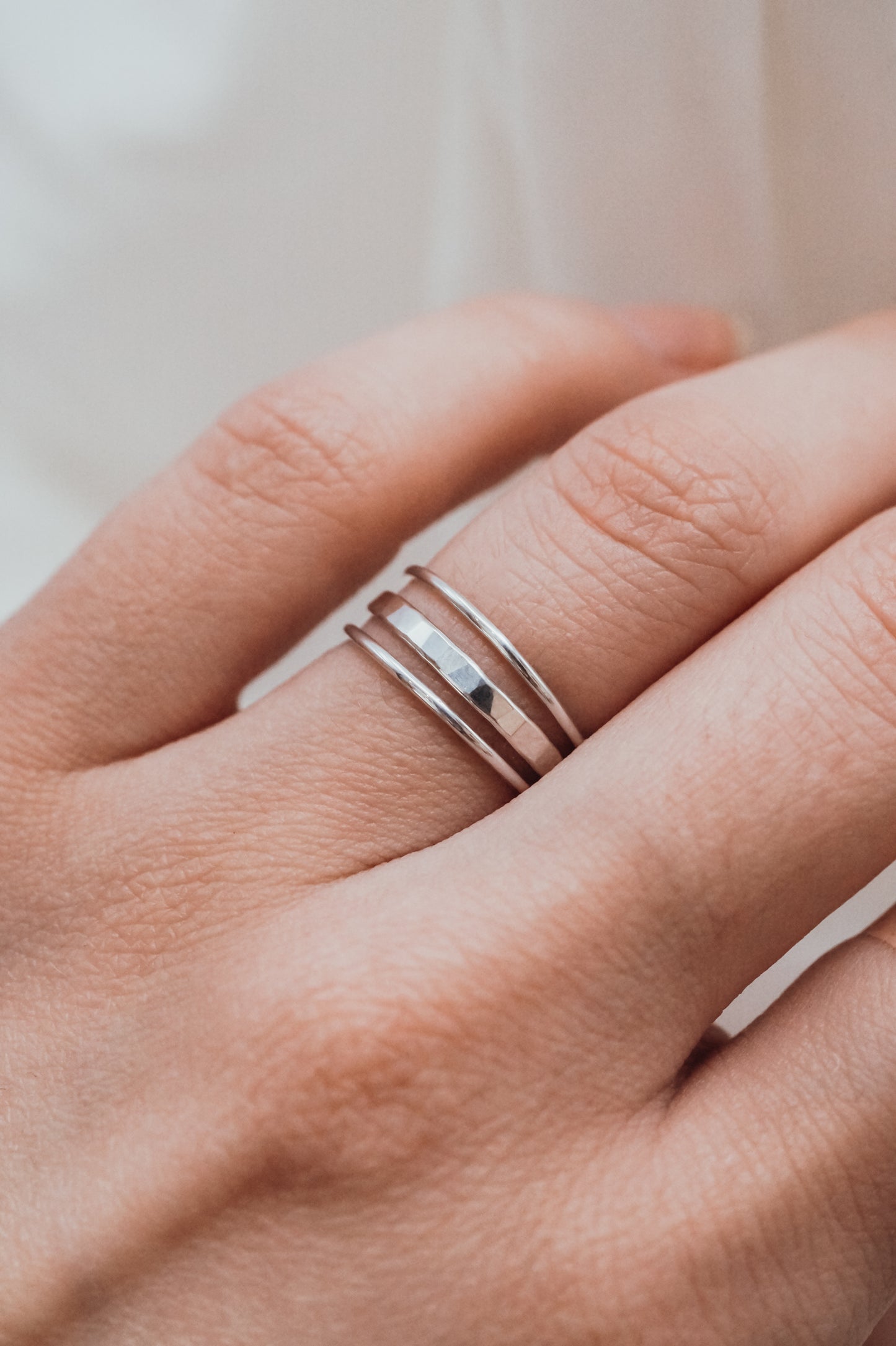 Extra Thick and Medium Thick Set of 3 Stacking Rings, Gold Fill, Rose Gold Fill or Sterling Silver