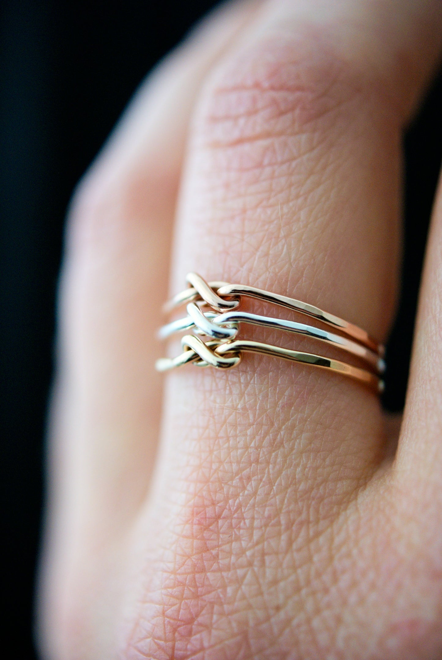 Mirror Knot Set of 2 Stacking Rings, Gold Fill, Rose Gold Fill or Sterling Silver