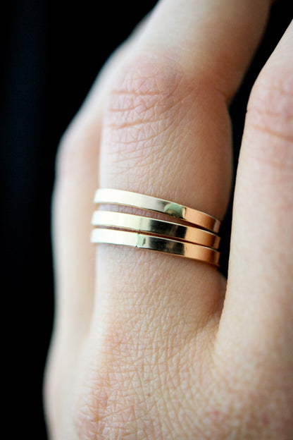 Mirror Knot Set of 2 Stacking Rings, Gold Fill, Rose Gold Fill or Sterling Silver