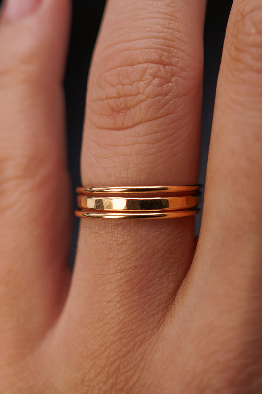 Extra Thick and Medium Thick Set of 3 Stacking Rings, Gold Fill, Rose Gold Fill or Sterling Silver