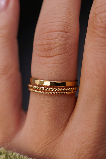 Extra Thick Twist Set of 3 Stacking Rings, Gold Fill, Rose Gold Fill or Sterling Silver