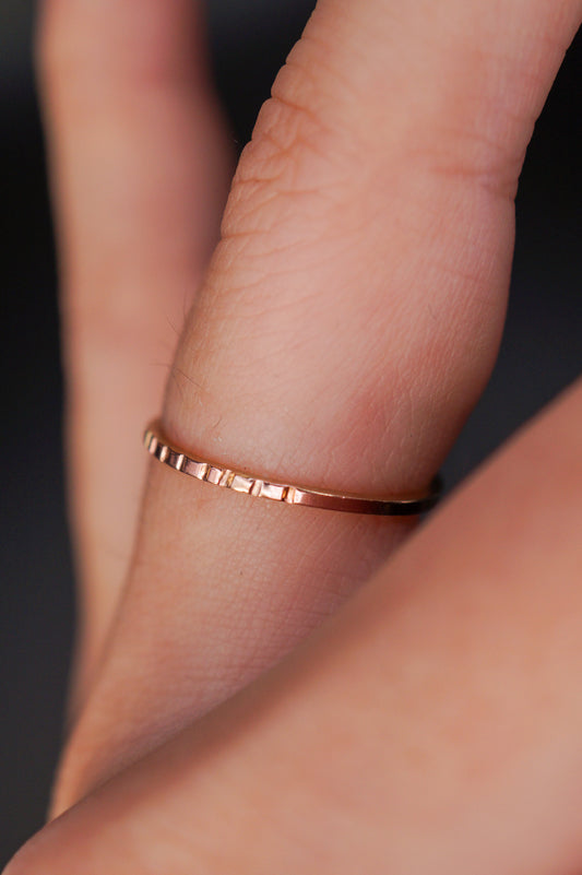 Half Lined Ring, 14K Rose Gold Fill