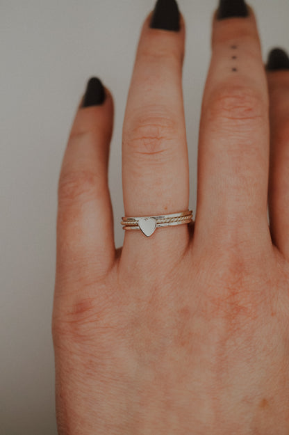 Heart Set of 3 Stacking Rings, Sterling Silver